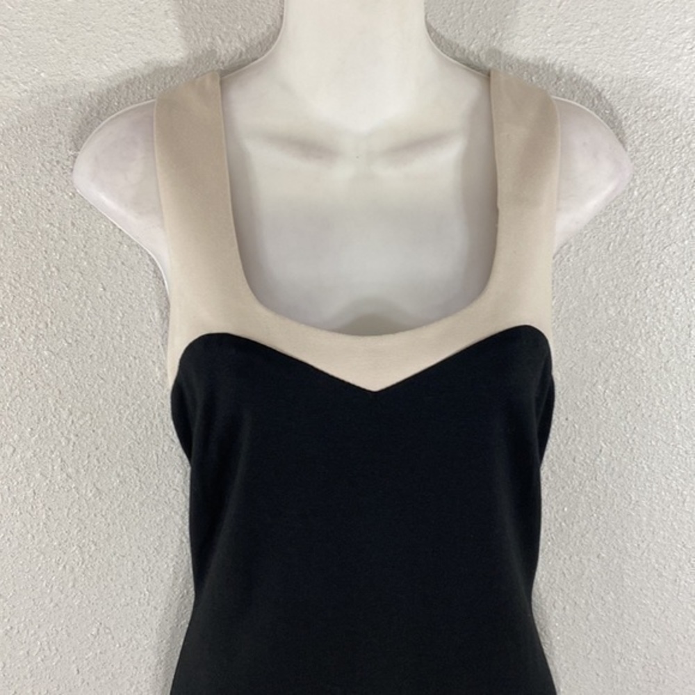 NWT Trina Turk Stacie black cream color block drop waist dress M15 - Picture 4 of 10